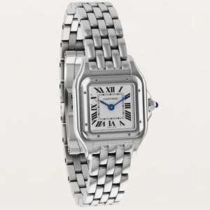 Cartier Panthère Silver Watch with Blue Accents